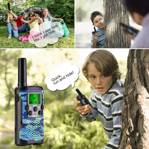Vista 3 de Aikmi - Walkie Talkies para niños, de 22 canales de radio, 2 vías y 3 millas de alcance. Walkie Talkies de juguete duraderos, el mejor regalo