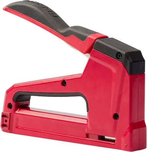 Vista 7 de Arrow T50RED2 - Pistola de grapas manual 2 en 1 y clavadora de clavos para tapicería, marco, aislamiento, manualidades y muebles, rojo