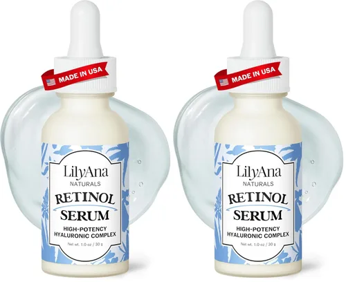 Vista 10 de LilyAna Naturals Suero de retinol, fabricado en Estados Unidos, suero facial antienvejecimiento con ácido hialurónico y vitamina E, reduce