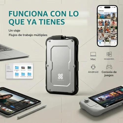 Vista 6 de Titanium One SSD externo rugoso 240GB hasta 500MB/s IP66 prueba de gota de agua