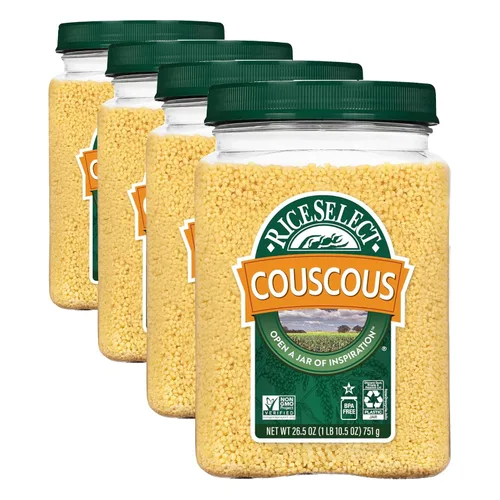Vista 7 de RiceSelect Cuscús, pasta de cuscús de trigo estilo marroquí, sin OMG, tarro de 26.5 onzas, (paquete de 1)