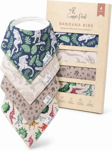 Vista 40 de Copper Pearl Baberos tipo bandana para bebé, paquete de 4 baberos de algodón suave para babear y dentición, absorbentes, ajuste ajustable, muchos
