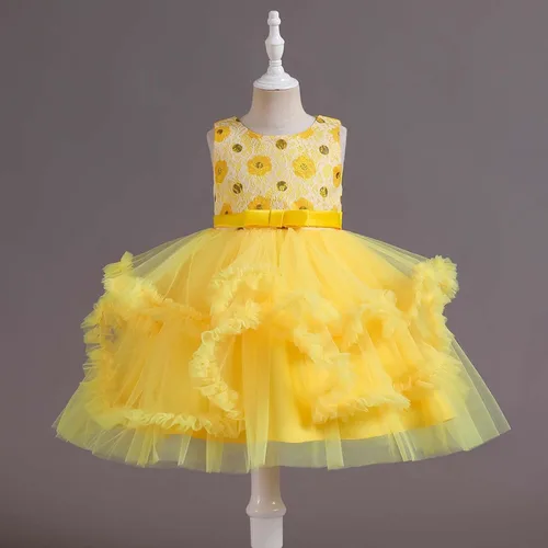 Vista 2 de Vestido de princesa para niña, vestido de tul hinchado, vestido de graduación, dama de honor, boda, fiesta de cumpleaños, vestido sin mangas