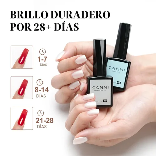 Vista 6 de CANNI - Juego de 2 capas de esmalte de uñas de gel sin necesidad de limpieza y capa base, acabado brillante, duradero, esmalte de uñas de gel