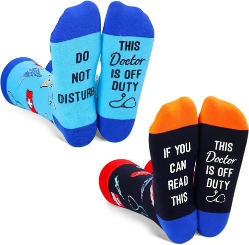 Vista 2 de Zmart Unisex Funny Socks Breast Cancer Doctor Nurse Socks, Funny Gifts For Cancer Patients Medical Student Graduation