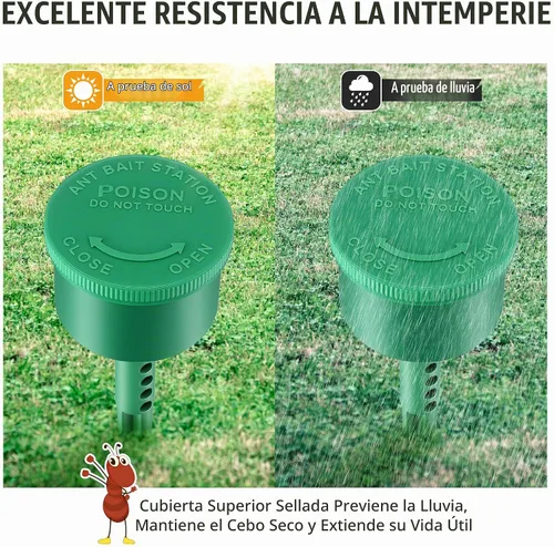 Vista 5 de Qualirey Paquete de 2 estaciones de cebo para hormigas reutilizables (cebos no incluidos), mata hormigas multisuperficie para el hogar, control