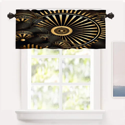 Vista 129 de Shrahala Floral Abstract Design Blackout Curtain Tiers, Minimalist Flower Illustration Kitchen Valance Light Blocking Tier Drapes with Rod Pocket, 2