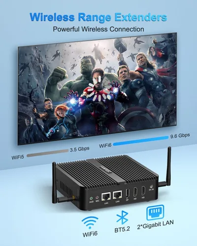 Vista 6 de FANPEEC Mini PC sin ventilador N100 8GB DDR4 128GB MSATA SSD, PC industrial Win11 Pro/Linux, pantalla triple 4K, 2xLAN, 4xUSB, WiFi6 BT5.2, TPM2.0