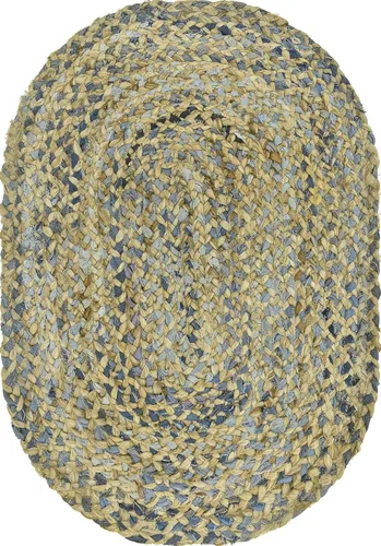 Vista 6 de Unique Loom Trenzado Chindi Collection - Alfombra ovalada azul moderna casual (2 pies x 3 pies)