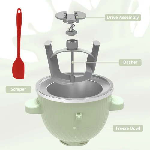 Vista 2 de Accesorio para máquina de helado para batidora de pie KitchenAid, tazón para helado para KitchenAid de 4.5QT/ 5QT/ 6QT, máquina de sorbete y gelato