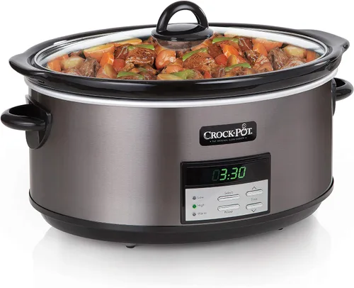 Vista 3 de Crock-Pot Olla de cocción lenta programable de 8 cuartos de galón + olla de cocción lenta manual ovalada de 7 cuartos de galón, acero inoxidable