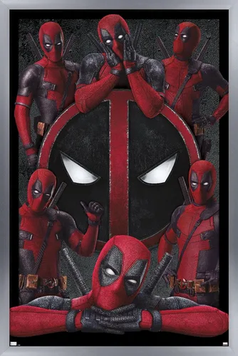 Vista 11 de Trends International Marvel Deadpool Legacy - Póster de collage de pared, 22.4 pulgadas de largo x 14.7 pulgadas, versión enmarcada de madera