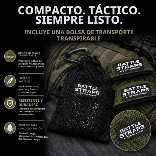 Vista 7 de Battle Bunker Lifting Wrist Straps for Weightlifting - Deadlifts & Pull-Ups Verde OD