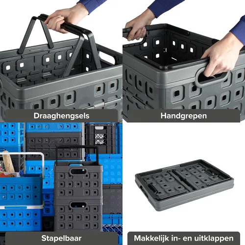 Vista 7 de Sunware - Caja plegable cuadrada con asa (32 litros), color negro antracita