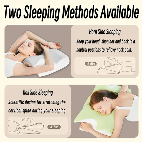Vista 5 de Almohada cervical para el cuello para el dolor de cuello, alivio de ronquidos, apnea del sueño, almohada ergonómica para dormir lateral y espalda