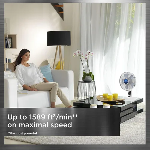 Vista 6 de Rowenta, Ventilador de escritorio, ventilador de mesa Turbo Silence, 12 pulgadas, ventilador ultra silencioso para dormitorio, oscilante, portátil
