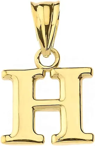 Vista 9 de Colgante de oro amarillo de 10 quilates con inicial A-Z con dije fino de 1/2 pulgada – Elección de letra inicial
