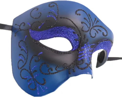 Vista 2 de Coolwife Máscara de mascarada, disfraz vintage de fantasma de la ópera de un ojo de media cara