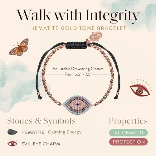 Vista 9 de KARMA AND LUCK - Camina con integridad - Pulsera de hematita genuina para mujer en tono dorado de 5.5 a 7.5 pulgadas con cierre de cordón ajustable