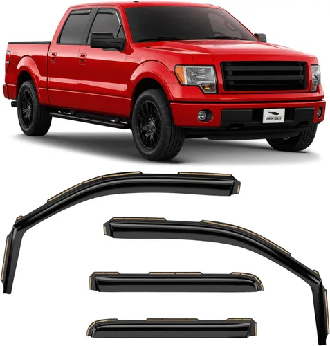 Vista 48 de Voron Glass Protectores de lluvia extra duraderos con cinta adhesiva para Chevrolet (Chevy) Silverado 2500HD/3500HD 2007-2014 cabina extendida Negro