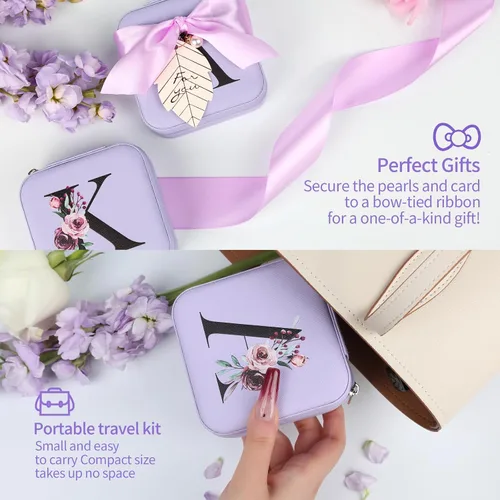 Vista 5 de AYGXU Regalos de Navidad para mujeres, joyero esencial de viaje, cajas de joyería personalizadas para mujeres y niñas, regalos de viaje