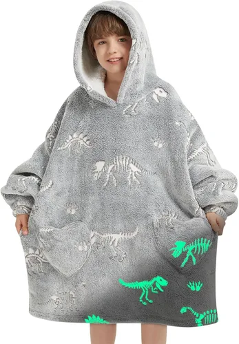 Vista 26 de Mewkou Manta con Capucha Portátil para Niños Sudadera con Capucha de Sherpa Extra Grande para Niños, Niñas y Niños Pequeños de 2 a 6 años
