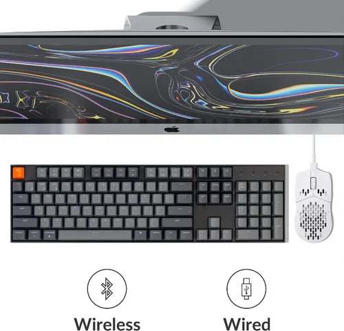 Vista 3 de Keychron K10 - Teclado mecánico con cable Bluetooth inalámbrico y USB para juegos para Mac con interruptor Gateron G Pro azul multitarea