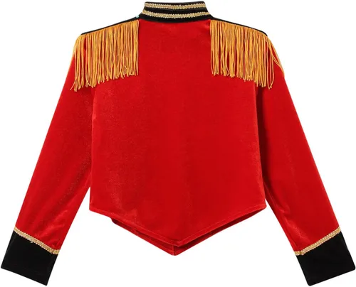 Vista 5 de ACSUSS Disfraz de maestra de ceremonias de circo para niñas y niñas, disfraz de banda de marcha, uniforme, borlas, chaqueta