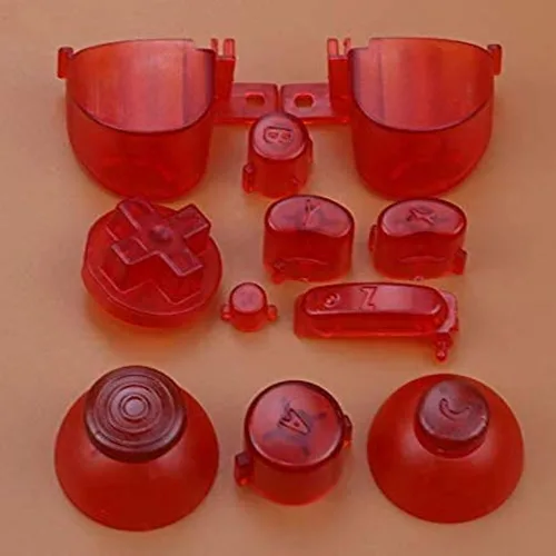 Vista 2 de M-Clear 11 en 1 ABXYZ Botón Pulgar Tapa Joystick Dpad Botones para Nintendo Gamecube NGC Controller (Rojo)