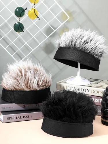 Vista 7 de 3 sombreros de pelo novedosos para hombre, viseras de golf divertidas, ajustables, peluca con visera de gorra de béisbol para hombres y mujeres