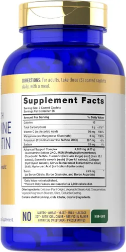 Vista 2 de Carlyle Glucosamina condroitina MSM cúrcuma 200 unidades Suplemento avanzado de triple fuerza Sin OMG y sin gluten