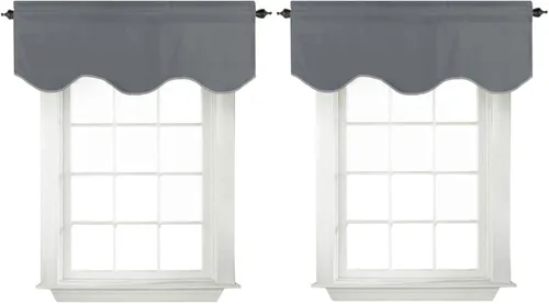 Vista 19 de Turquoize - Cenefa opaca para ventanas de cocina/baño/sala de estar/dormitorio con aislamiento térmico, cenefa festoneada con bolsillo para Aqua