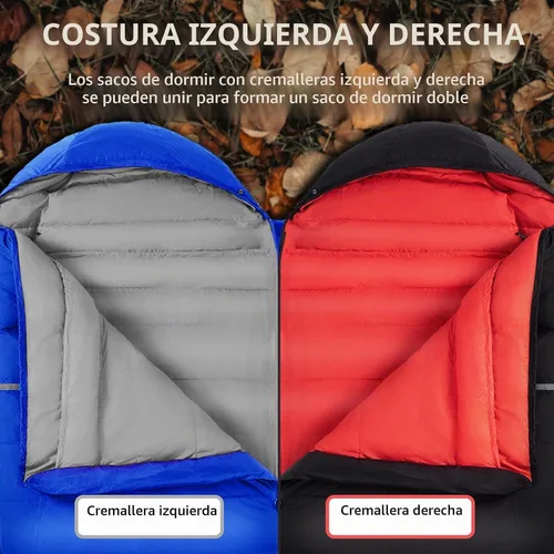 Vista 7 de Down Sleeping Bag for Adults, 600 Fill Power Ultralight Backpacking Negro
