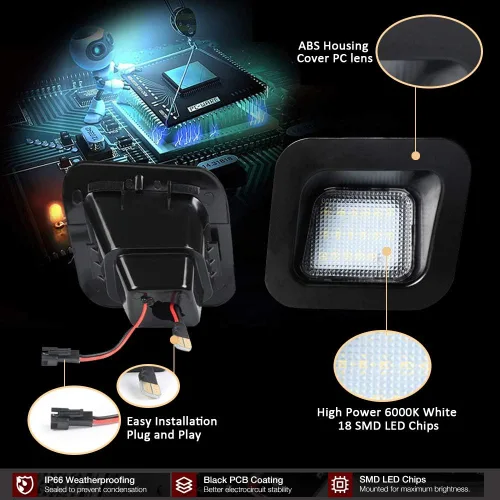 Vista 5 de D-Lumina Conjunto de luces LED para matrícula, lente transparente compatible con Dodge Ram 1500 2500 3500 2003-2018, luz de etiqueta de parachoques
