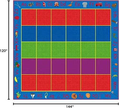 Vista 2 de KidCarpet.com ABC Rainbow - Alfombra para aula con 30 asientos, rectangular de 10 x 12 pies