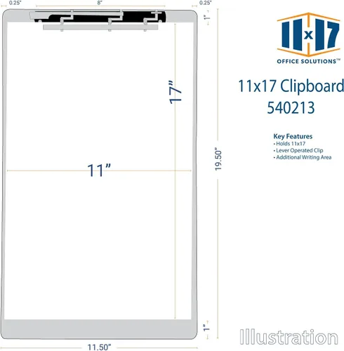 Vista 2 de Portapapeles de aluminio resistente de 11 x 17 pulgadas, soporte total para documentos y borradores, clip de bisagra duradero de 8 pulgadas