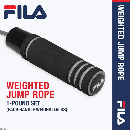 Vista 2 de FILA Accessories - Cuerda de saltar pesada de 9 pies para ejercicio, agarre de espuma con asas pesadas (0.5 libras cada una), cuerda de salto
