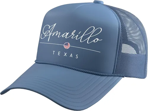 Vista 7 de Amarillo Texas TX on Amarillo Trucker Hat with Adjustable Mesh Back