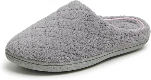 Vista 16 de Dearfoams - Pantuflas de espuma viscoelástica para mujer Leslie Terry con anchos amplios para interiores Paradise Pink Terry