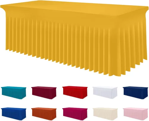 Vista 64 de Smiry Mantel de Spandex, Mantel Elástico Ajustable Extensible para Mesas Rectangulares de 6 Pies, Falda Cubierta de Mesa Impermeable y Lavable