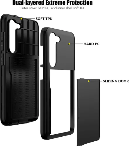 Vista 3 de Nvollnoe Funda para Samsung S23 con tarjetero 5G de 6.1 pulgadas, delgada, de doble capa, resistente, protector para Galaxy S23, funda con ranura