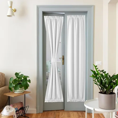 Vista 28 de NICETOWN Cortinas de Lino para Puerta Lateral - Cortinas Opacas con Aislamiento Térmico para Puerta Delantera Francesa para Sombra Pequeña