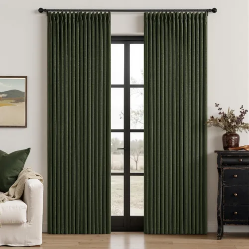 Vista 78 de Cortinas opacas de lino plisado natural de 96 pulgadas de largo