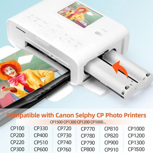 Vista 2 de COLORTY Paquete de 4 casetes de tinta a color de 4 x 6 compatibles con cartuchos de tinta Canon Selphy KP-108IN KP-36IN funciona para impresora
