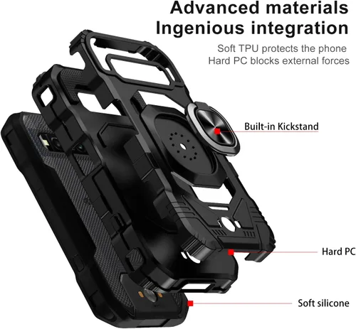 Vista 6 de SOGA Funda compatible con Kyocera DuraForce Pro 3 con protector de pantalla de vidrio templado [grado militar] anillo de montaje en automóvil