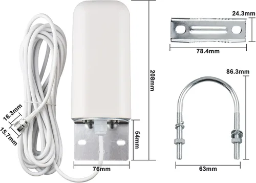 Vista 6 de 10dBi al aire libre 4G LTE 5G antena N conector hembra Omni
