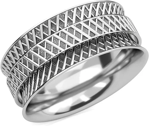 Vista 11 de Shop LC 925 Sterling Silver Boho Spinner Fidget Anxiety Ring for Women 3 rayas.
