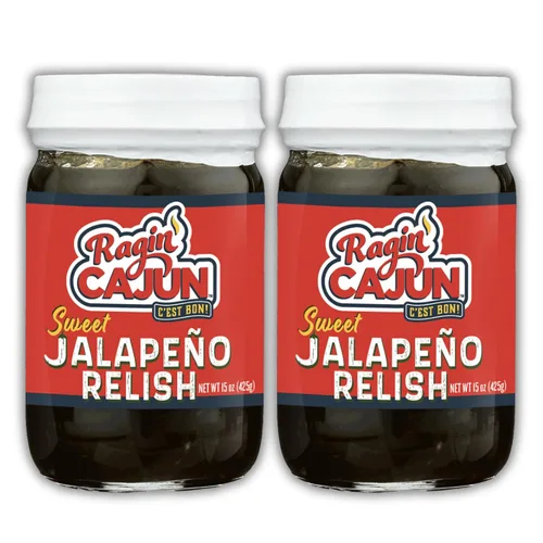 Vista 11 de Rebanadas de jalapeño confitadas de 12 onzas líquidas Ragin' Cajun Foods (paquete de 1) Sweet-and-spicy candied jalapeno slices for burgers