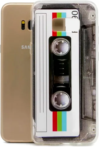 Vista 5 de FAteamll Funda para Galaxy S8 acabado mate con TPU suave parachoques retro cassette cinta caso compatible con Samsung Galaxy S8