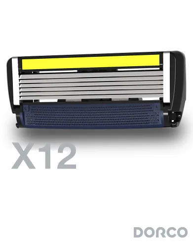 Vista 2 de Dorco Pace 6 Plus Power - Sistema de maquinilla de afeitar de seis cuchillas con recortadora (12 cartuchos (sin asa))